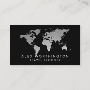 Voyage international argenté et noir de carte du