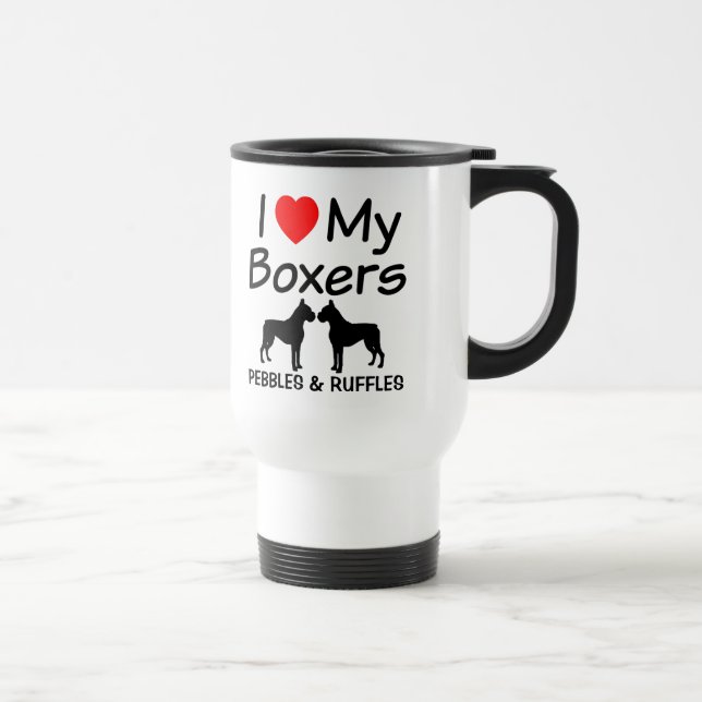 Voyage J'Aime Mes DEUX Chiens De Boxer Mug (Droite)