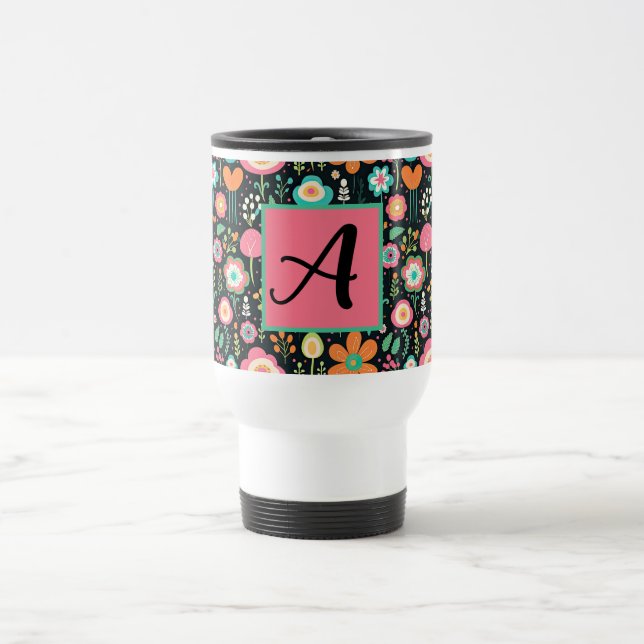 Voyage Patch de fleur lunaire sur Mug Noir (Centre)