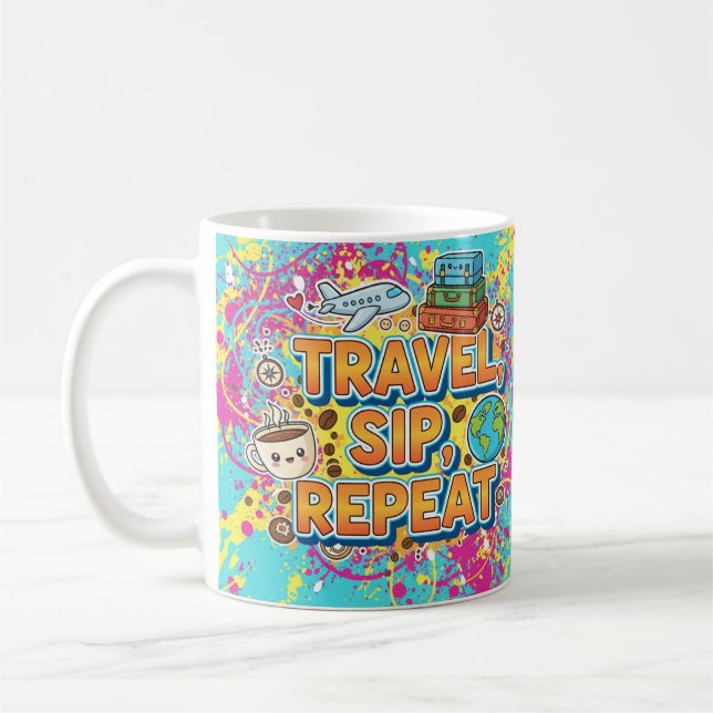 Voyage, Sip, Repeat - Mug de café pour les voyageu (Gauche)