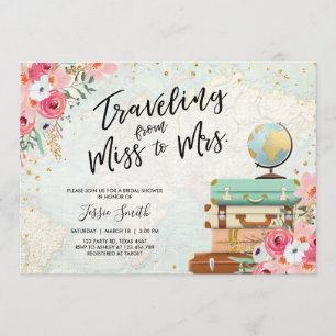 Voyage thème de la douche nuptiale invitation Mlle