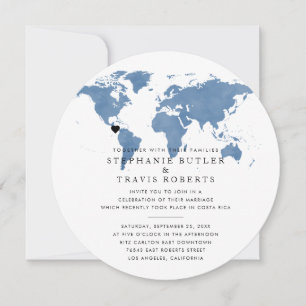 Voyage Thème Réception Invitation Dusty Blue Globe
