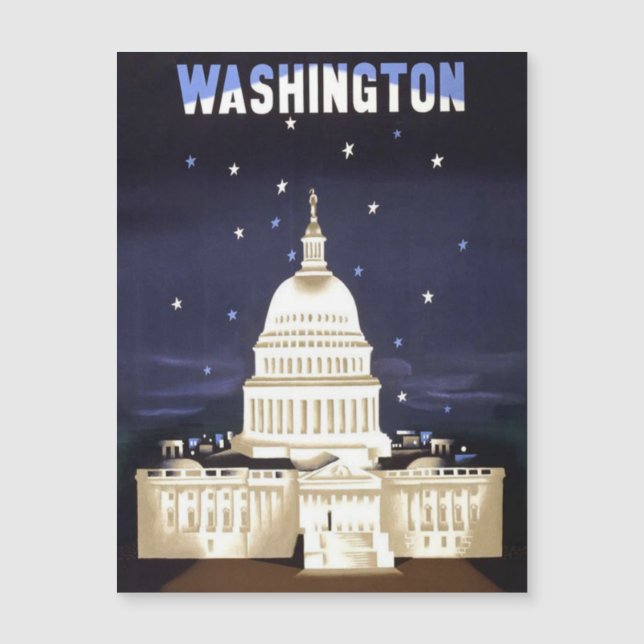 Voyage vintage Washington DC Carte magnétique (Devant)
