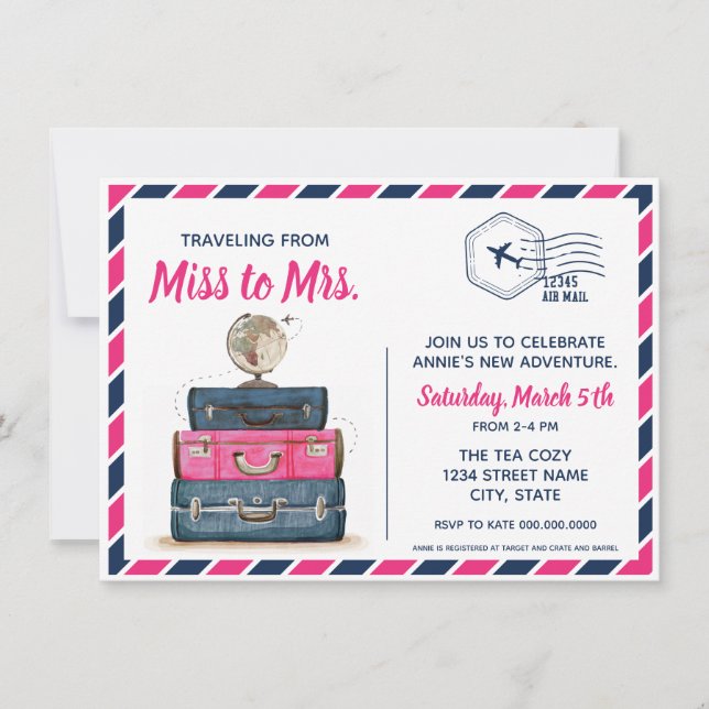 Voyager de Miss à Mme Fête des mariées Carte posta (Devant)