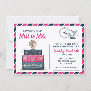 Voyager de Miss à Mme Fête des mariées Carte posta