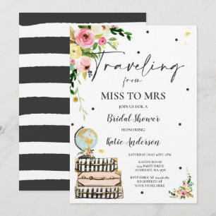 Voyager de Mlle à Mme Fête des mariées Carte Marié