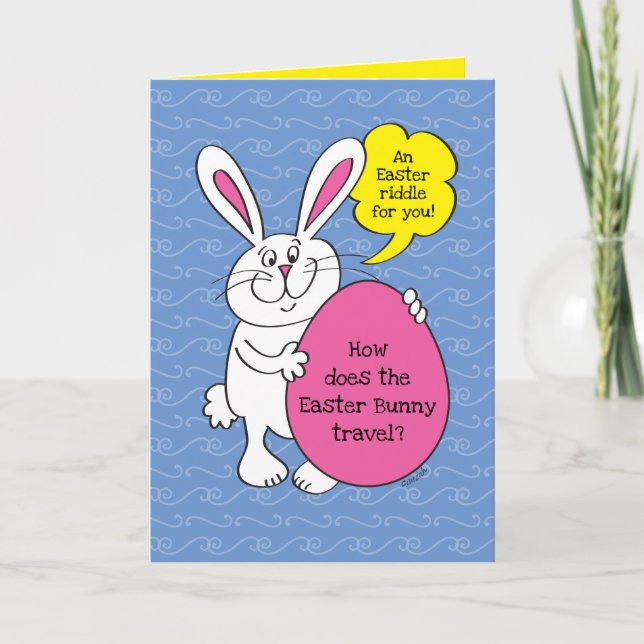 Voyager Pâques Bunny Drôle Riddle Pour Carte Enfan (Devant)