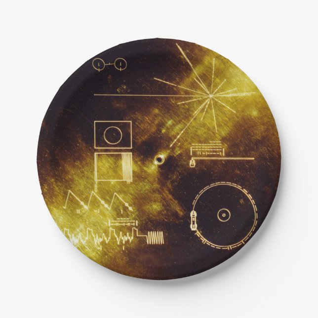 Voyager Spacecraft Golden Record Cover Pappteller (Vorderseite)