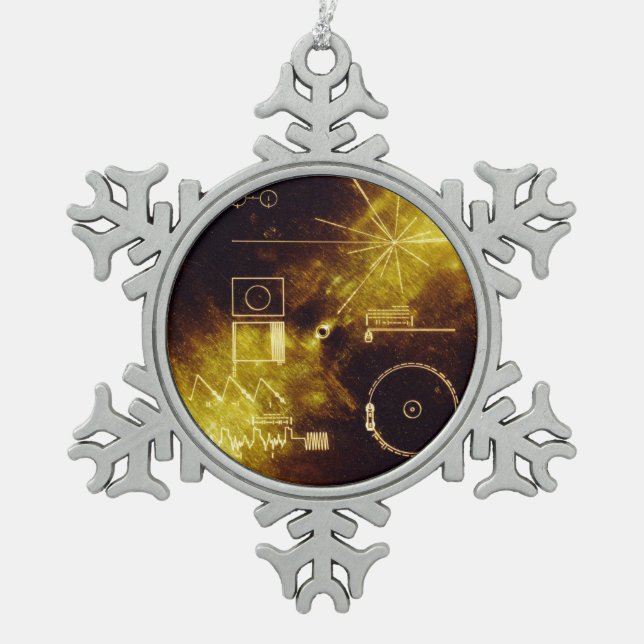 Voyager Spacecraft Golden Record Cover Schneeflocken Zinn-Ornament (Vorderseite)