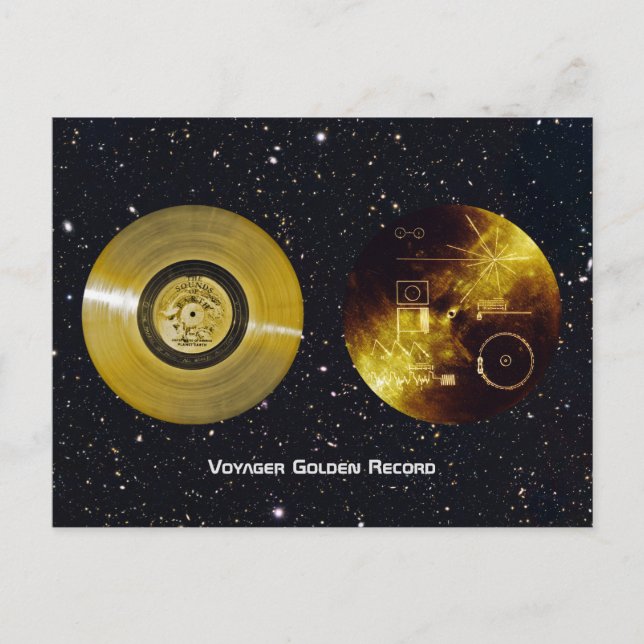 Voyager Spacecraft Golden Record und Cover Postkarte (Vorderseite)