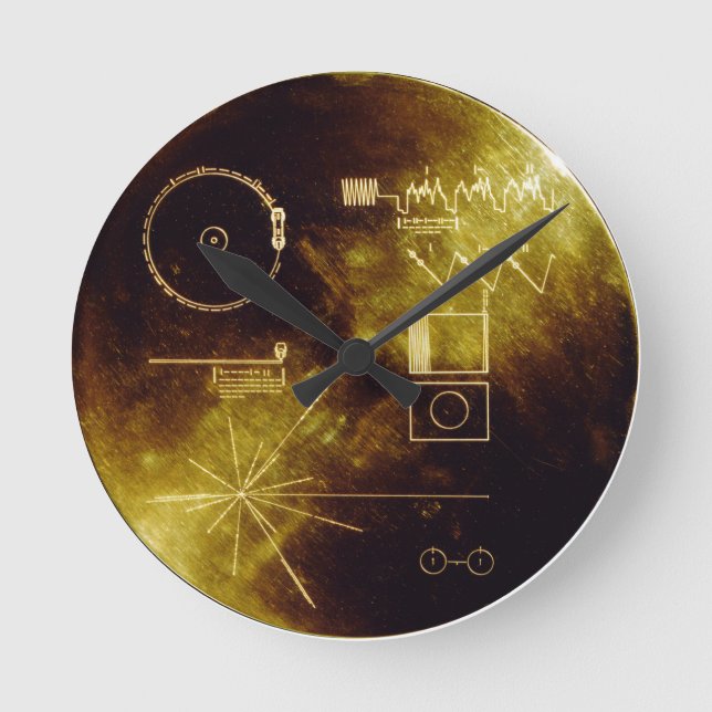 Voyager's Golden Record Runde Wanduhr (Vorderseite)
