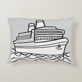 Voyager's Pride Pillow - Timeless Ocean Liner Art Dekokissen
