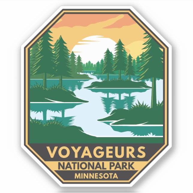 Voyageurs Nationalpark Minnesota Sonnenuntergang E Aufkleber (Vorderseite)