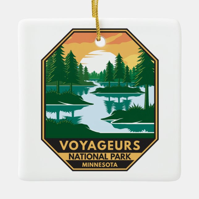 Voyageurs Nationalpark Minnesota Sonnenuntergang E Keramikornament (Vorderseite)