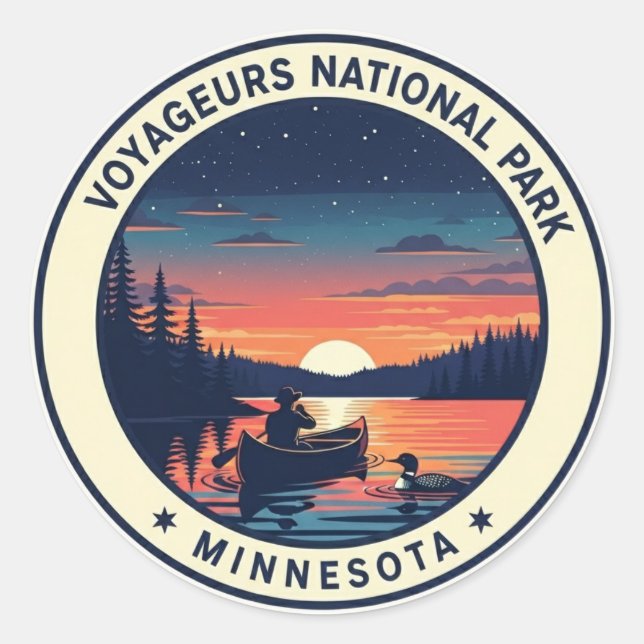 Voyageurs Nationalpark Minnesota Sunset Runder Aufkleber (Vorderseite)