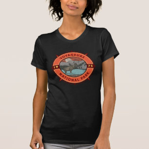 Voyageurs Nationalpark Moose Retro Kompass Emblem T-Shirt