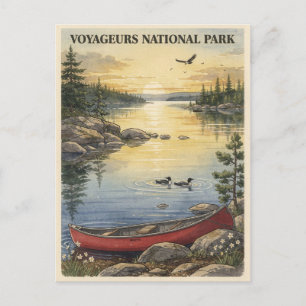Voyageurs Nationalpark Vintage Reise Postkarte