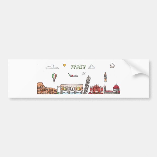 Voyagez dans le monde - Italie Bumper Sticker (Devant)