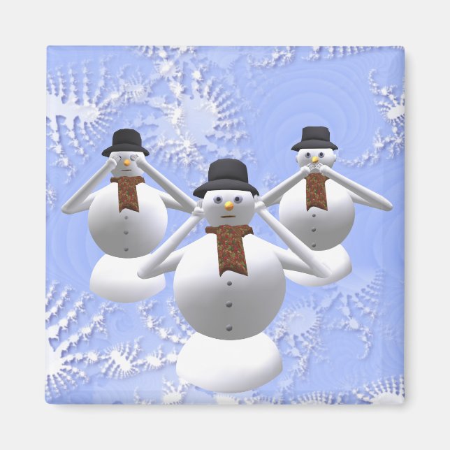 Voyez, Écoute, Ne Parle Pas Mal Snowman Magnet Noë (Devant)