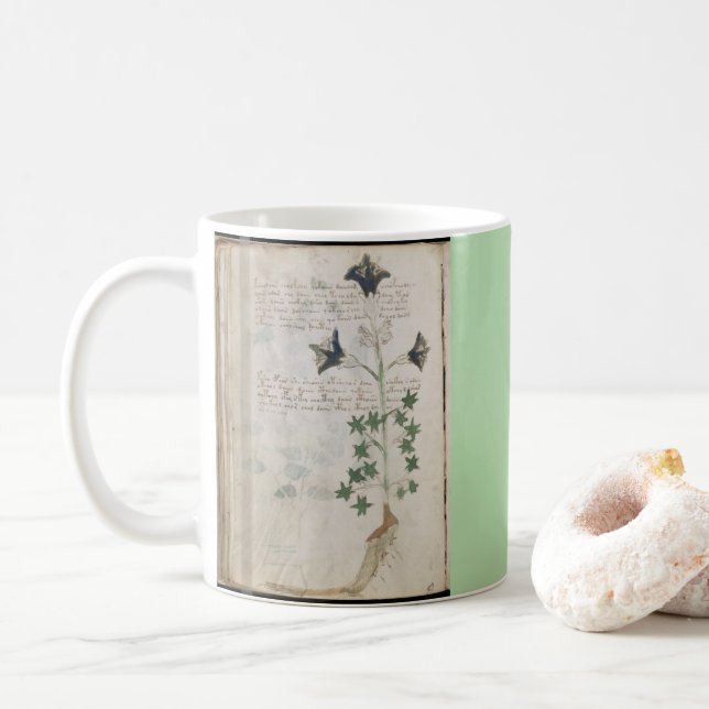 Voynich-Manuskriptseiten Botanischer alter Codex Kaffeetasse (Mit Donut)
