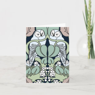 Voysey Art Nouveau Chouette Nid Motif Note Cartes