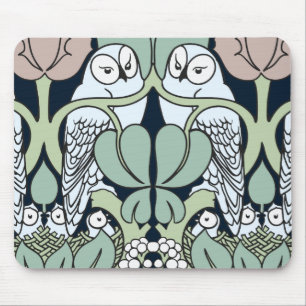 Voysey Art Nouveau Eulen-Nest-Muster-Mauspad Mousepad