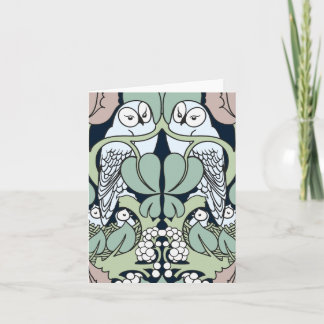 Voysey Art Nouveau Owl Nest Muster Mitteilungskart Karte