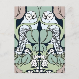 Voysey Art Nouveau Owl Nest Muster Postkarte