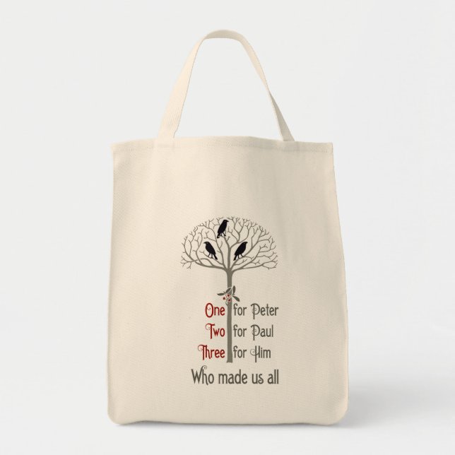Voysey Rook and Holly Pattern Christmas Tote Bag Tragetasche (Vorne)