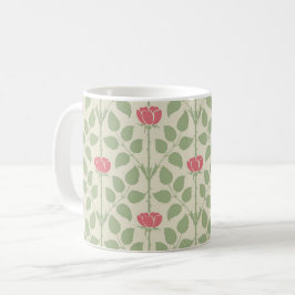 Voyseys Briar-Rose, Deep Pink auf Elfenbeinkaffee- Kaffeetasse