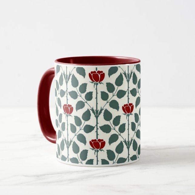 Voysey's Dark Red Briar Rose Kaffeetasse (Vorderseite Links)