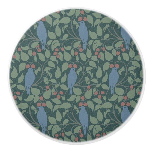 Voyseys Vögel in Berry Bush Keramik Knob Keramikknauf (Vorderseite)