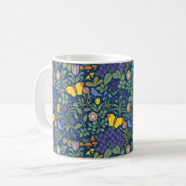 Voyseys Wildblumen, Dark Blue Coffee Tasse (Vorderseite Links)