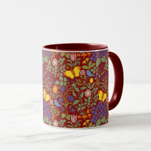 Voysey's Wildflowers auf roter Kaffeetasse