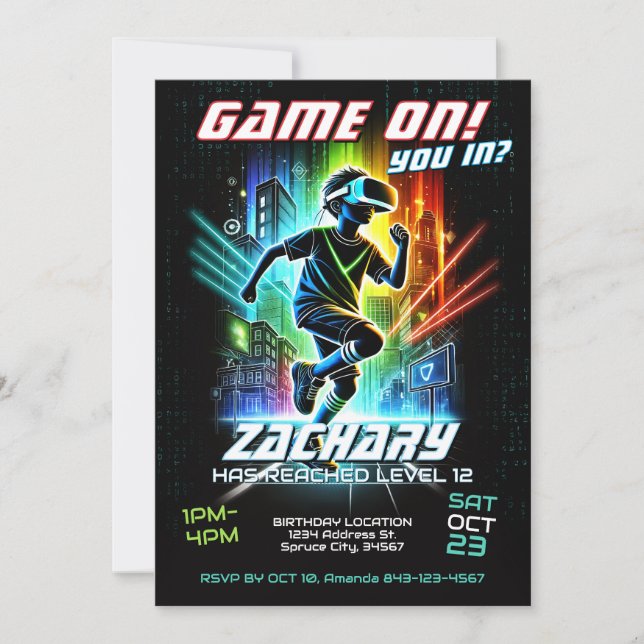 VR Birthday Einladung Gaming Party Einladung (Vorderseite)