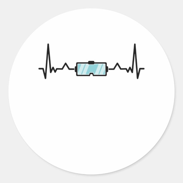 VR Geschenk Virtual Reality Gamer Heartbeat Runder Aufkleber (Vorderseite)