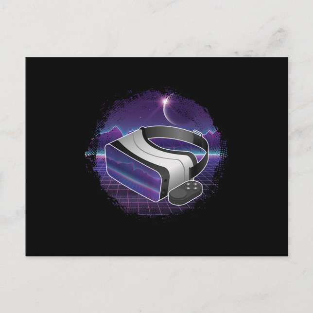 VR Headset Virtual Reality Gamer Gaming Geek Gesch Postkarte (Vorderseite)