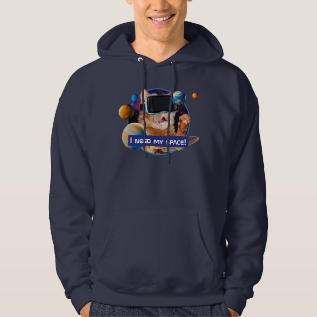 VR Katze im Weltraum Hoodie (Vorderseite)