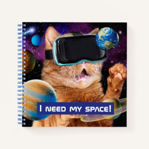 VR Katze im Weltraum Notizbuch