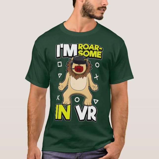 VR-Puffer für Gamer Lion Animal Virtual Reality He T-Shirt (Vorderseite)