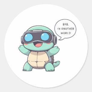 VR-Schildkröte "BRB In Einer Anderen Welt" Kawaii  Runder Aufkleber