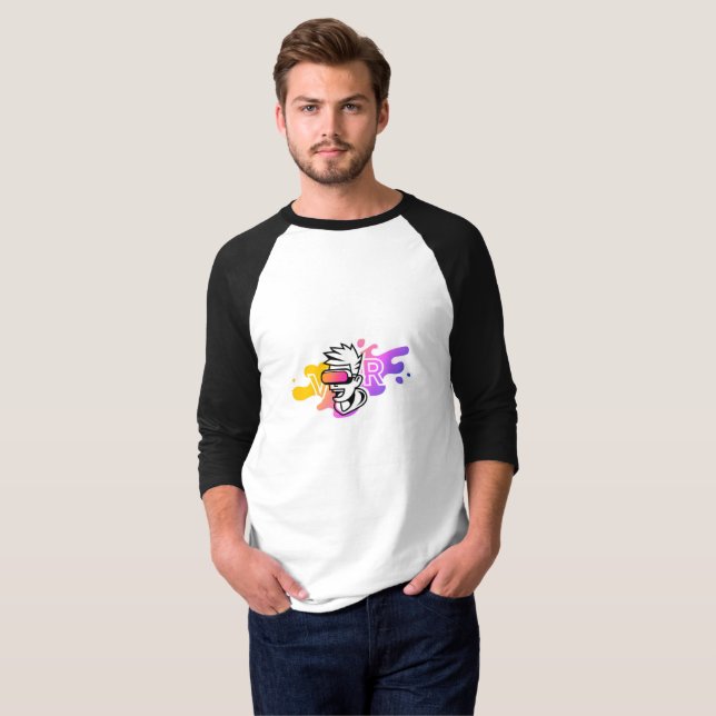 VR Visionär taucht in einer farbenfrohen Welt auf T-Shirt (Vorne ganz)