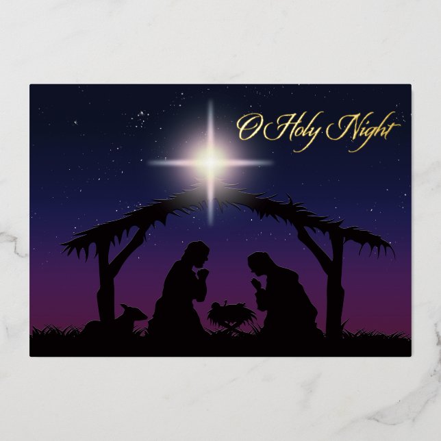 VRAI Gold Fale O Holy Nativité Carte (Recto)
