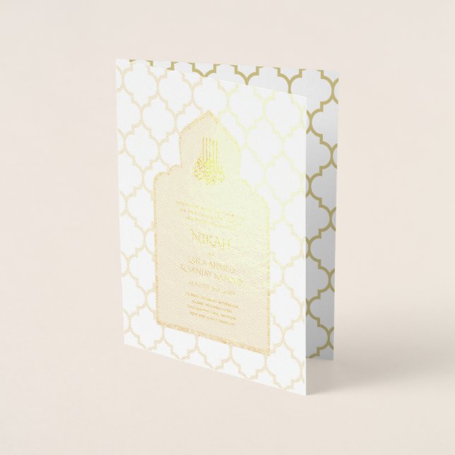 VRAI or Foil Faire-part de mariage islamique NIKAH (Devant)