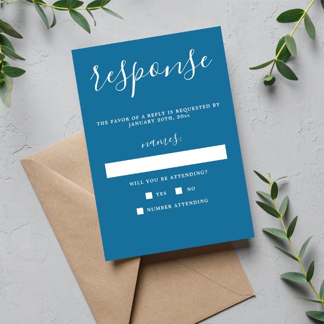Vrai Simplicité 1 Bleu Hiver Mariage minimal RSVP (Créateur téléchargé)