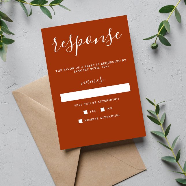 Vrai Simplicité 1 Rust Minimaliste Mariage RSVP (Créateur téléchargé)