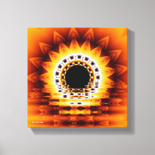 Vrai Sunrise Fractal Art Moderne Enveloppé Toile