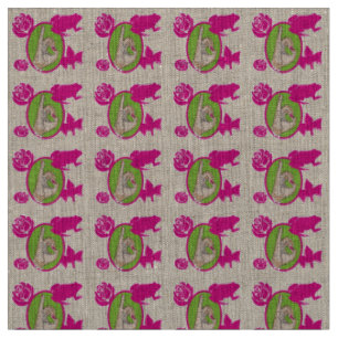 Vrai tissu rose et vert