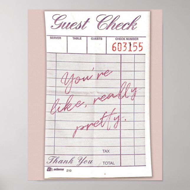Vraiment jolie affiche de chèque d'invité (Devant)