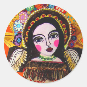Vrgin von Guadalupe durch Heide Galler Runder Aufkleber